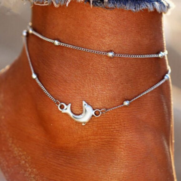Lakeview Apparel Jewelry - Silver Dolphin Beach Women's Anklet Ankle Bracelet